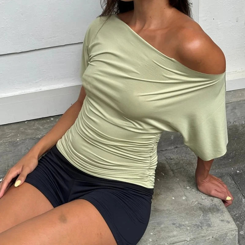 Top corto con hombros descubiertos para mujer